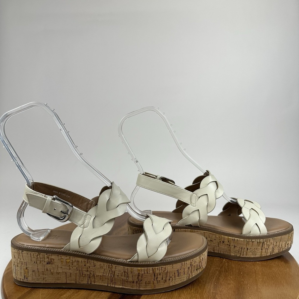 Womens Nordstrom Rack Pennie Taupe Faux Leather Platform Sandals Size 8.5 M EUC